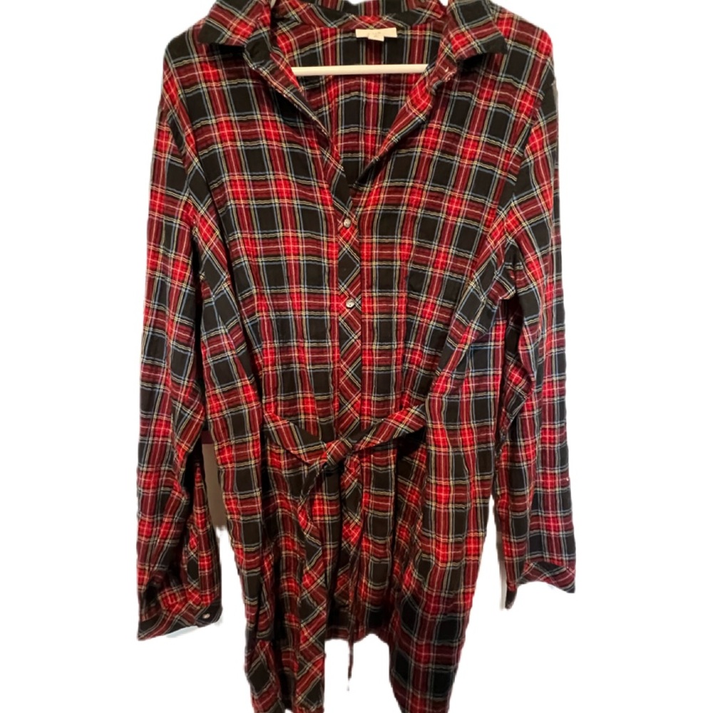 J. Jill Red and Blue Plaid Button-Down Shirt